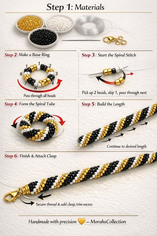 Spiral Stitch Beaded Bracelet Tutorial – Easy Tube Weave for Beginners