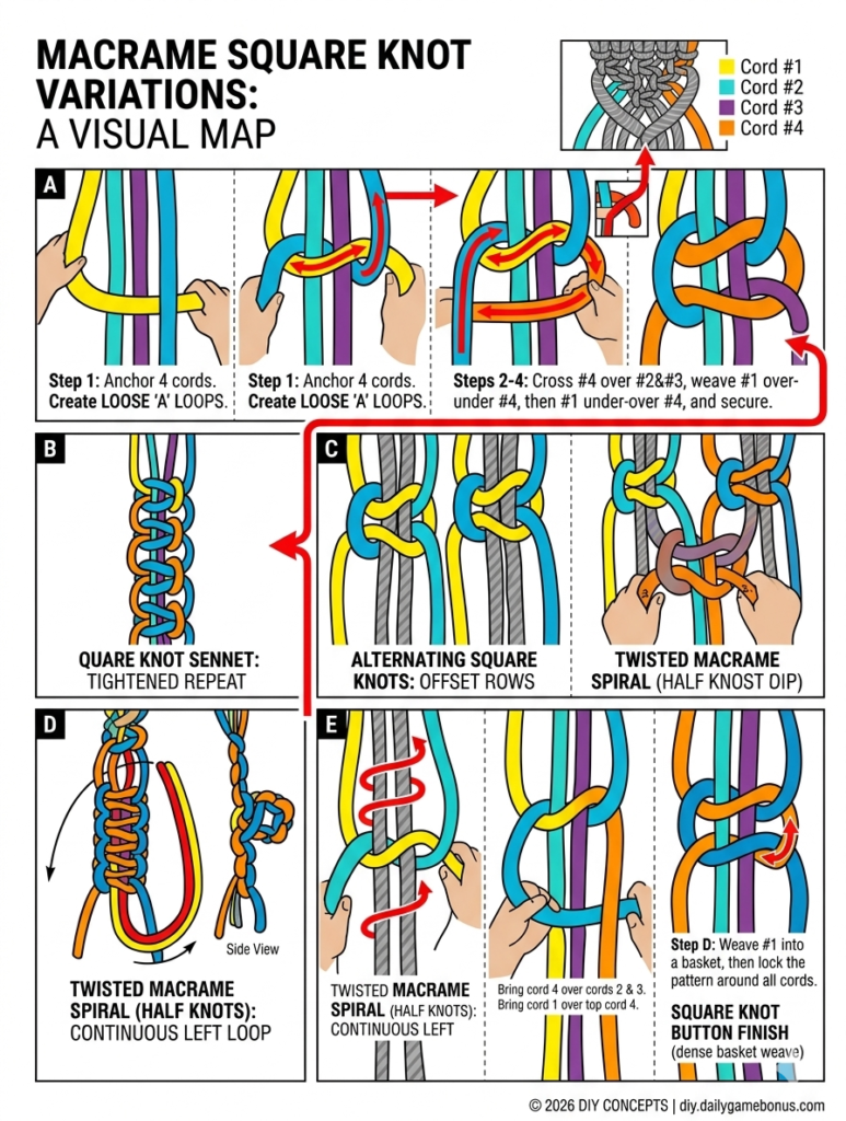 Master the Macrame Square Knot (A Complete Visual Map)
