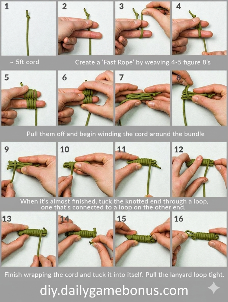 How to Make a Fast Rope Lanyard – Figure 8 Weave & Wrap