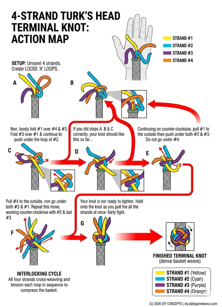 Master the 4-Strand Turk's Head Terminal Knot