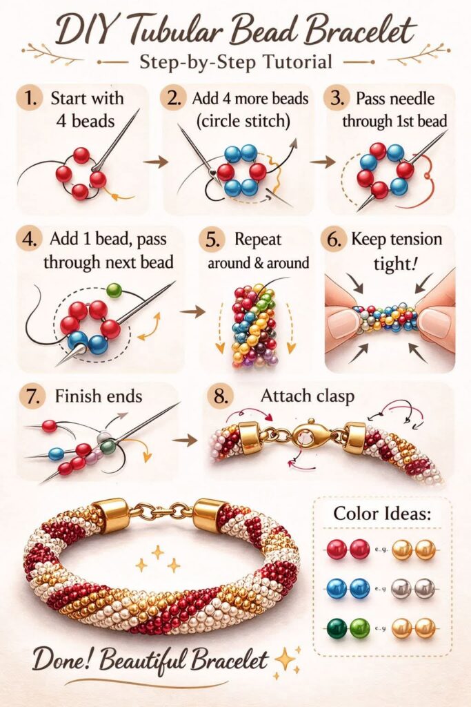 Tubular Bead Bracelet – Easy Circle Stitch Tutorial for Beginners